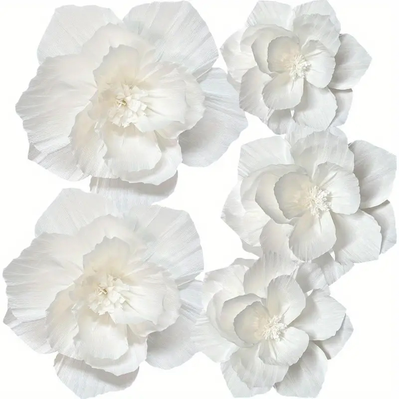 Wedding Power Supply - 5 pakjes witte papieren bloemen, 3D