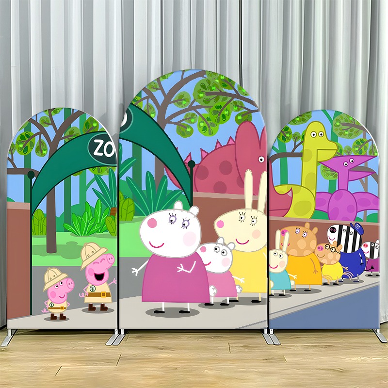 Wedding Zoo - 2D platte boog achtergrondafdekking enkellaags niet-rekbare