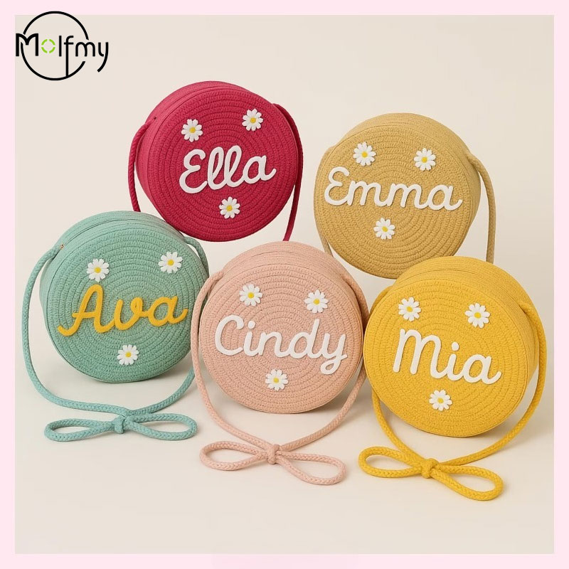 Flower Girl Basket - 1 stuk Gepersonaliseerde handgemaakte rieten tas