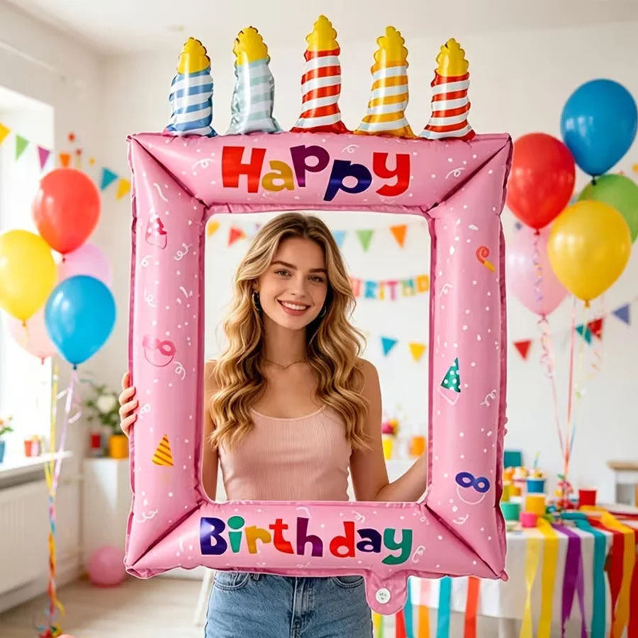 Confetti Balloon Set - 1/2 stuks blauw roze verjaardagsfotolijst folieballon