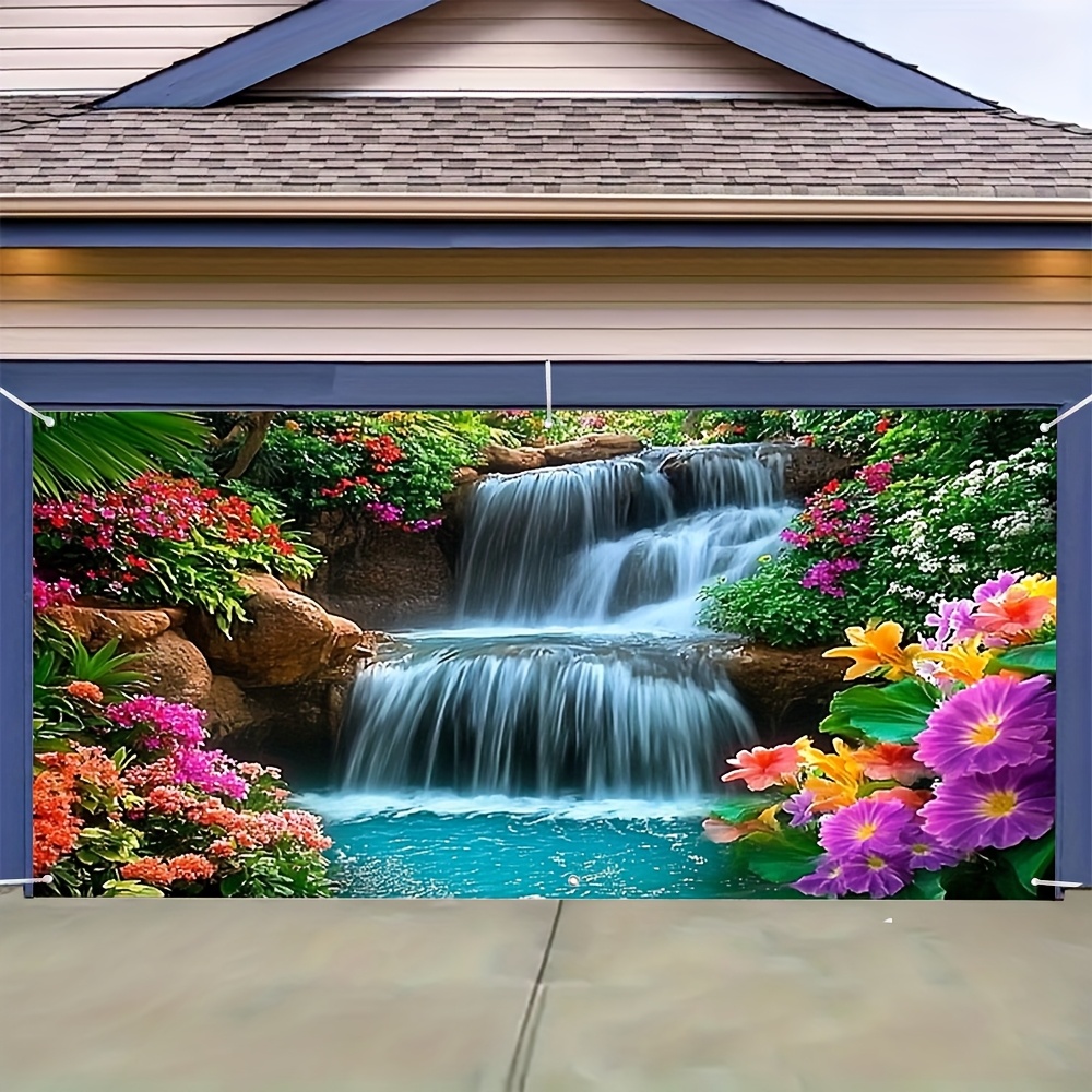 Wedding Power Supply - 2D-deurbanner, 1 modern design landschapswaterval-garagedeurbanner, gemaakt