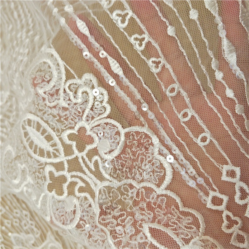 Nieuwe gestreepte kant borduur - Wedding Dress Supply recensie en prijs
