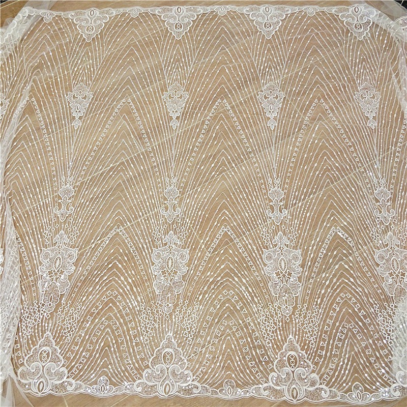 Nieuwe gestreepte kant borduur - Wedding Dress Supply recensie en prijs